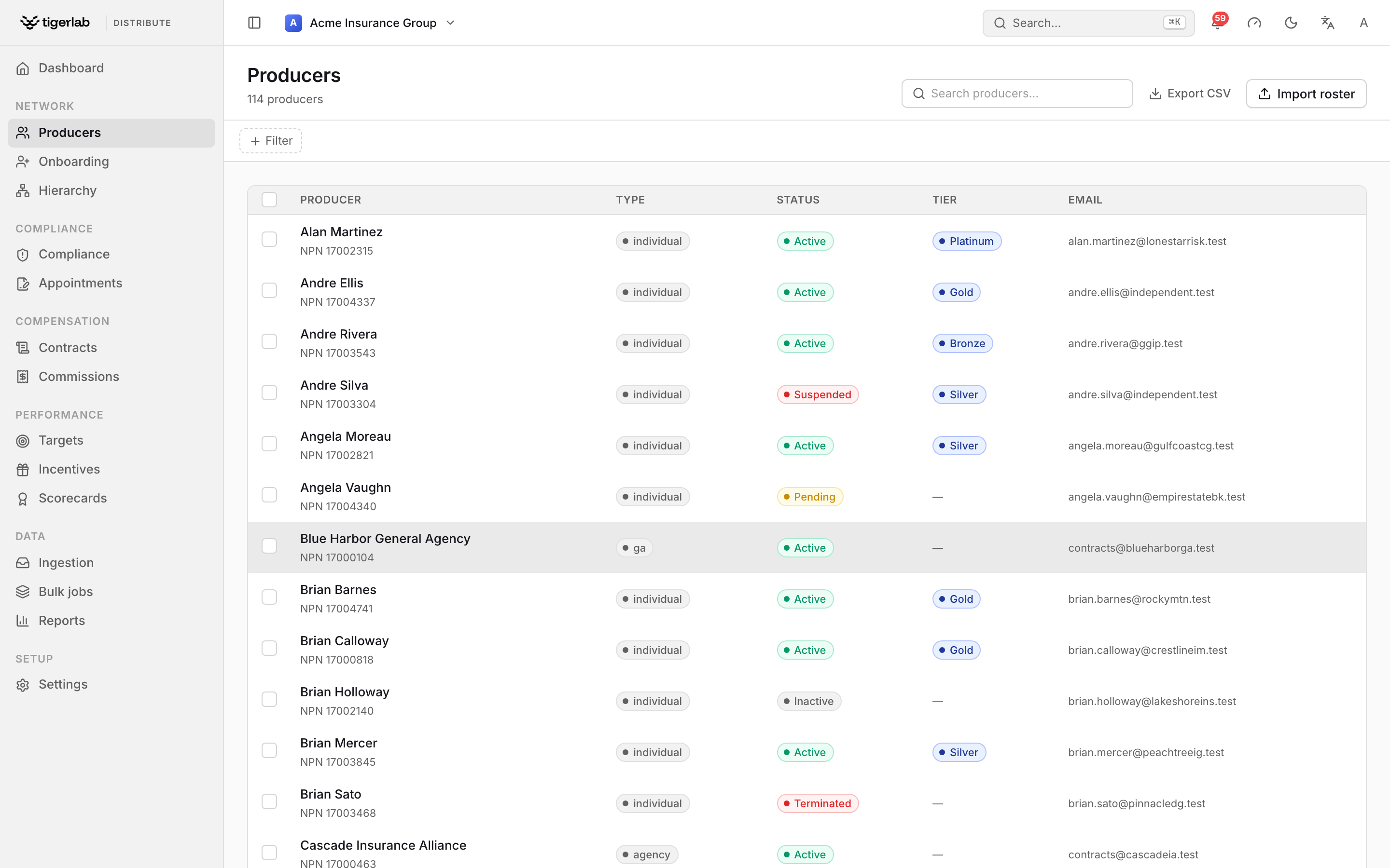Producer network in tigerdistribute